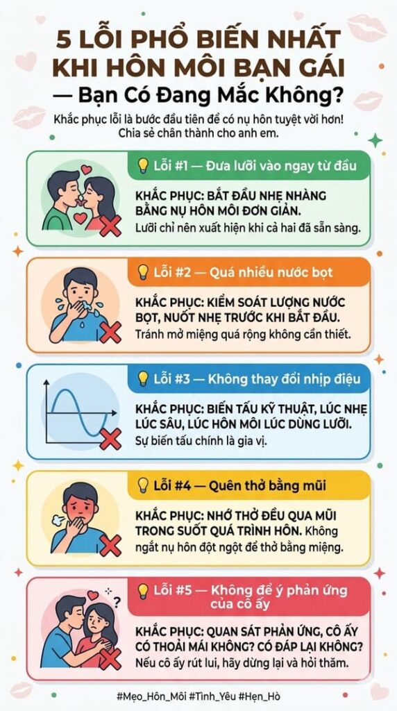 hướng dẫn hôn môi kiểu pháp - 5 lỗi thường gặp